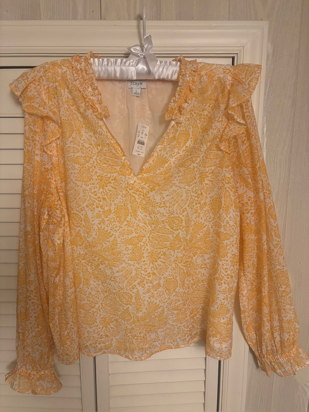J.Crew *NWT* Ruffle Collar Paisley Print Top